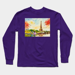 Eiffel Tower Art Painted Long Sleeve T-Shirt